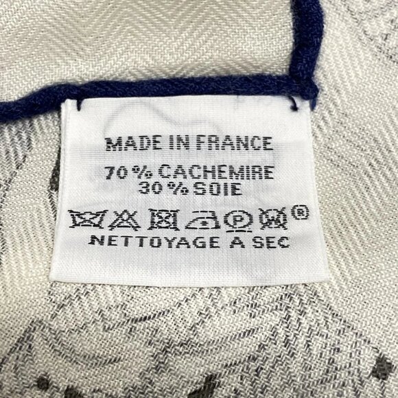 Auth HERMES Carrejean/Shawl Carre 140 - Cream Multi Cashmere Silk Scarf - Picture 8 of 10